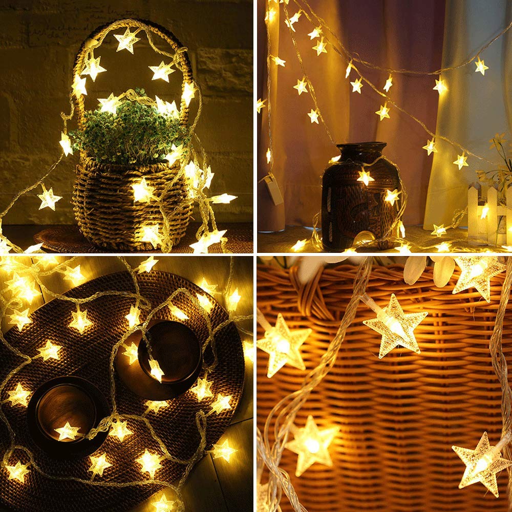 FANSIR Plug in LED String Lights, 100 LED Star Fairy Lights 33 feet 8 Modes Wire Lights Mains Powered Dissemble Firefly String Lights for Bedroom Wedding Party Indoor Outdoor Decoration (Warm White)