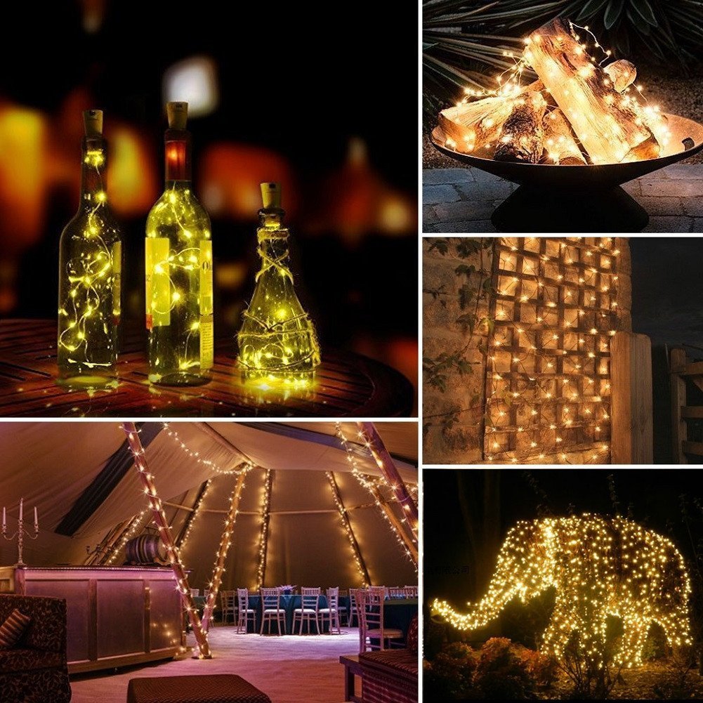 Solar String Lights, 2 Pack 100 LED Solar Fairy Lights 33 ft 8 Modes Copper Wire Lights Waterproof Outdoor String Lights for Garden Patio Gate Yard Party Wedding Indoor Bedroom (Warm White)