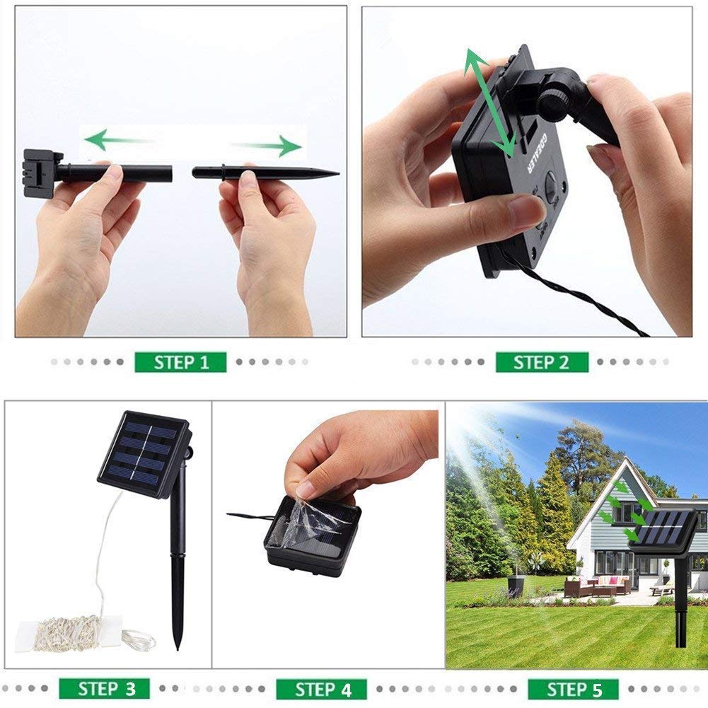 Solar Powered String Lights, 2 Pack Outdoor String Solar Garden Fairy Lights Waterproof 27ft 8 Modes 50 Led Copper Wire Decorative Lights for Garden Patio Yard Home Wedding Party (Warm White)