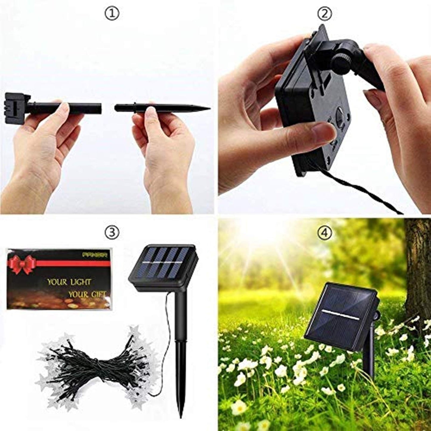 FANSIR Solar String Lights Garden, 100LED Star Fairy Lights Outdoor Solar Powered Led Star String Light Waterproof 8 Modes Decorative Light for Garden Patio Yard Home Wedding Party, Warm White