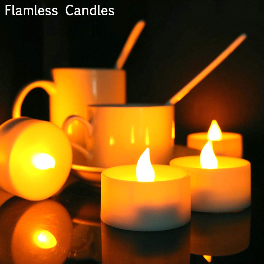 FANSIR LED Tea Light Candles, 50 Pack Flameless Candle Lights Battery Operated Realistic and Bright Led Tea Lights for Party Wedding Birthday Halloween Gifts Home Decoration (Batteries Include)