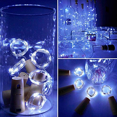 FANSIR Wine Bottle Lights with Cork, 8 Pack Battery Operated LED Cork Shape Silver Wire Fairy Mini String Lights for DIY, Party, Decor, Wedding Indoor Outdoor (Cool White)